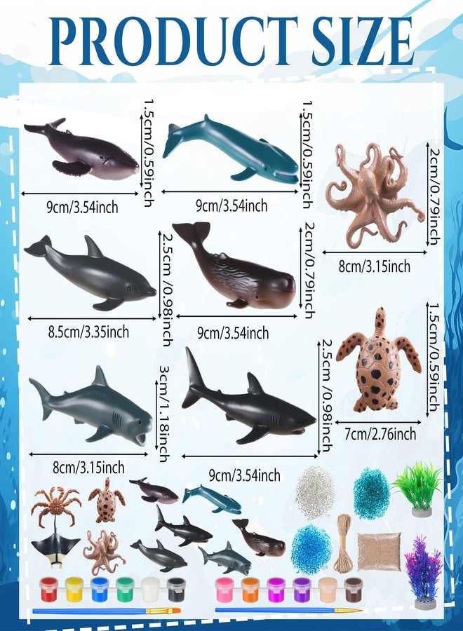 Silipull 23 Pcs Ocean Diorama Kit Under The Sea Animal Figure Realistic Ocean Animal Figurines Including Shark, Whale, Corals Artificial Coral Seagrass with a Gift Box for Birthday Party Decorations - Image 2